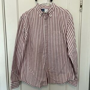 Old Navy Men's NWT Casual Red and White Striped Shirt